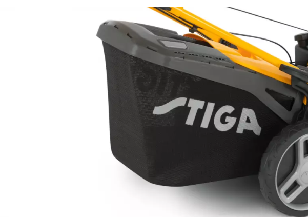 Kosiarka STIGA Combi 55 SQ H – detal kosza na trawę z logo STIGA, Techfix Radom