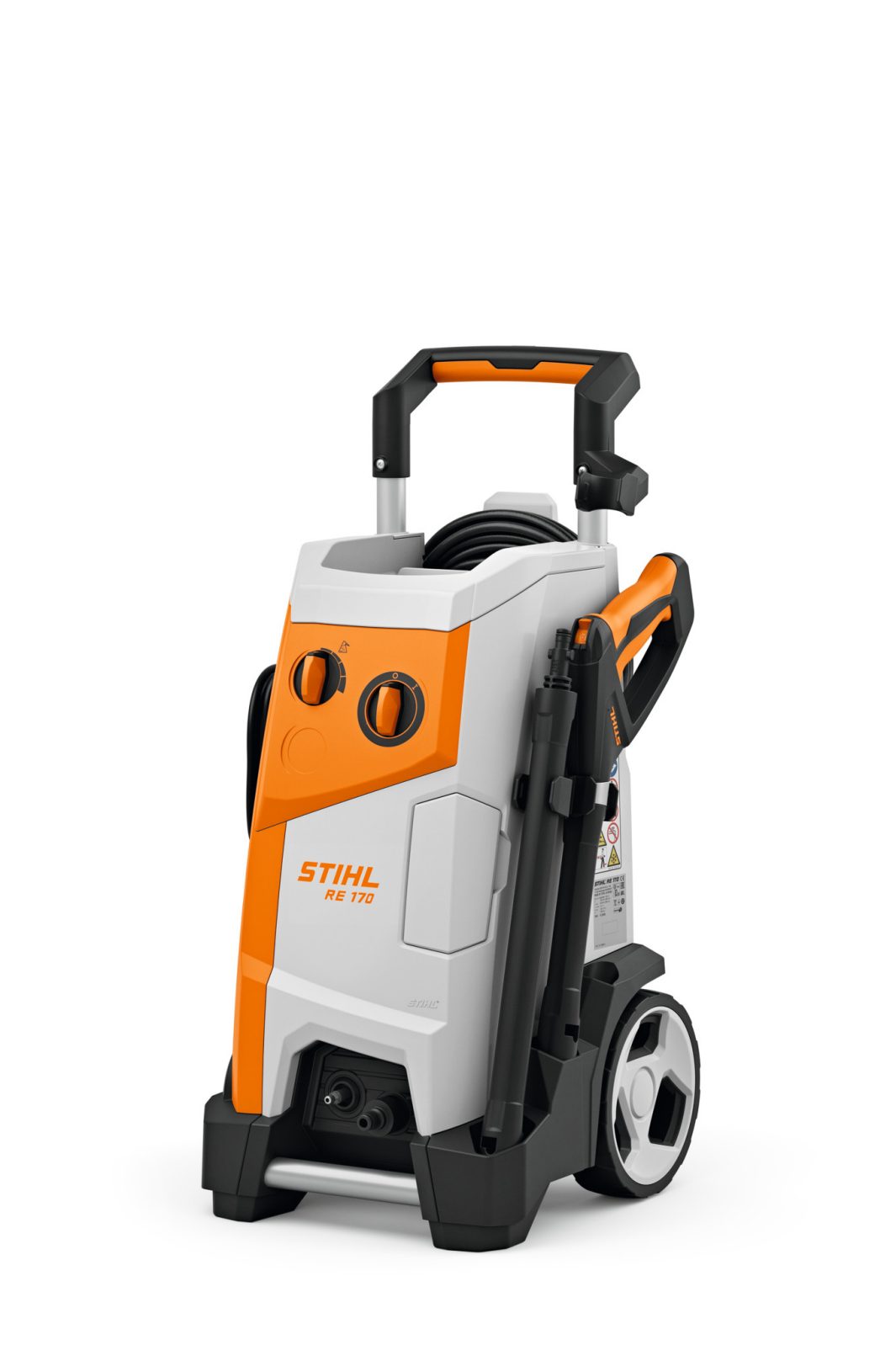 Myjka wysokociśnieniowa STIHL RE 170 – widok z przodu na obudowę i koła, sprzedaż Techfix Radom